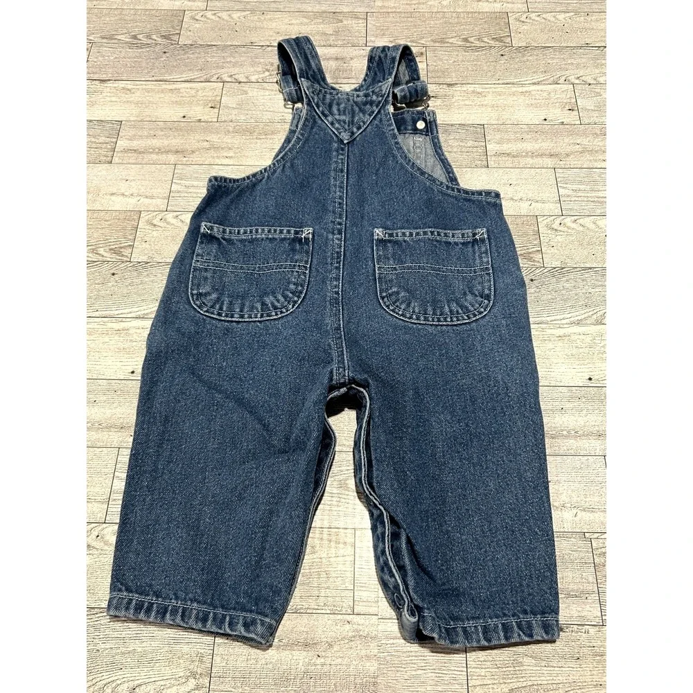 Vintage Little Arizona Jean Company 6-9 Months Blue Cotton Denim Overalls‎ Snaps